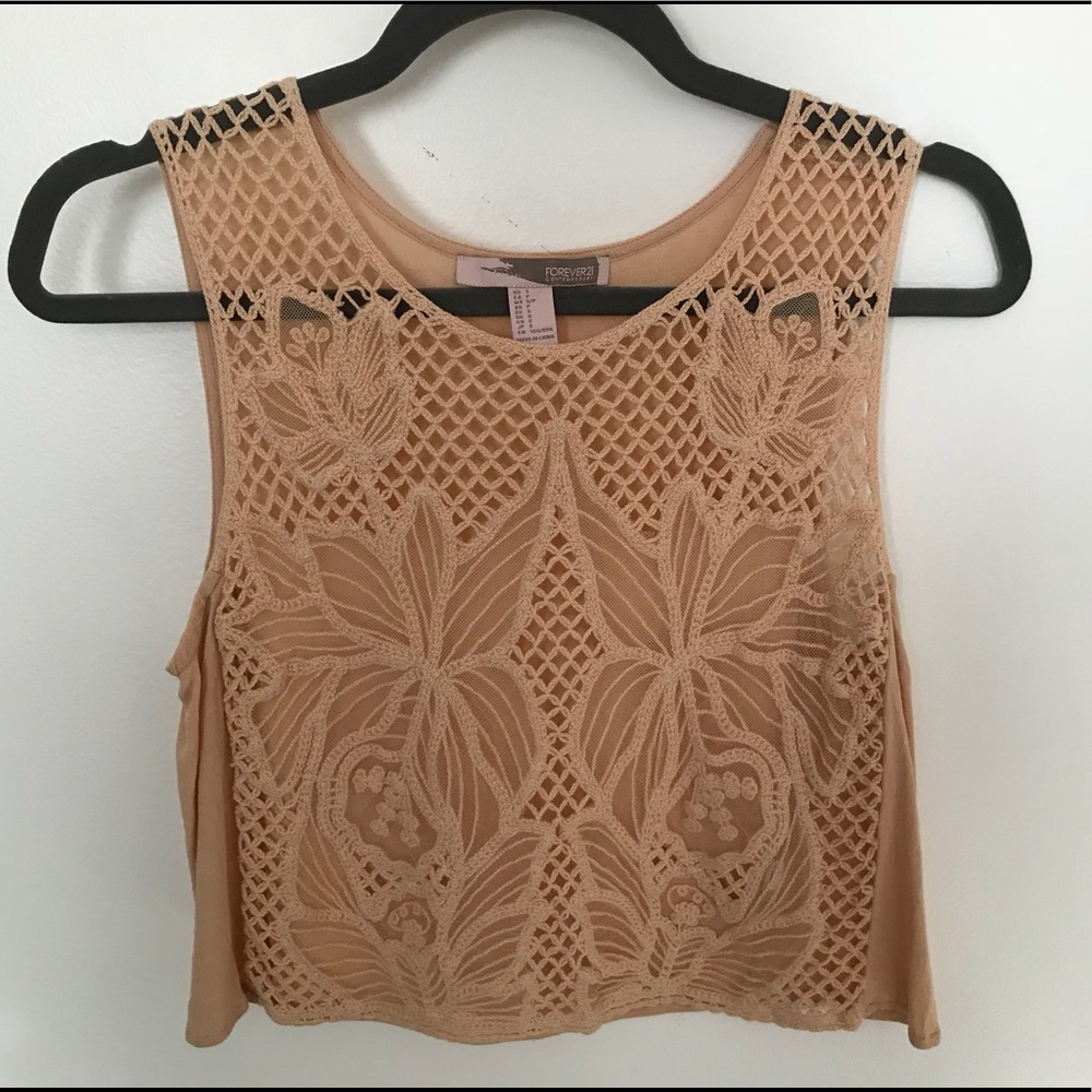 Forever 21 Tan Sheer Tank Top